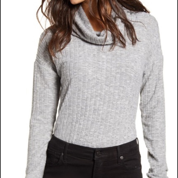 BP Cozy Ribbed Turtleneck Top Gray multiple size - Picture 2 of 12